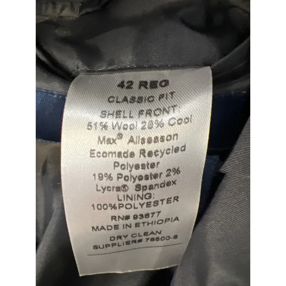 Stafford Mens Dark Gray Micro Basketweave Pattern Two Button Blazer Jacket - 42R